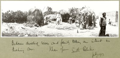 Bedouin family and dwelling, Khan Yunis, July 1917 by Capt. Arthur Rhodes